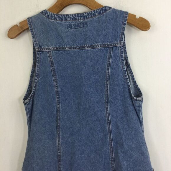 Jordache Sleeveless Button Up Pockets Round Neck Denim Dress Blue Size 13/14 - Picture 6 of 11